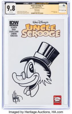 Ken Haeser Uncle Scrooge #1 Sketch Edition - JSA Authentic Autograph Original Art (IDW Publishing, 2015) CGC NM/MT 9.8 White pages. | Heritage