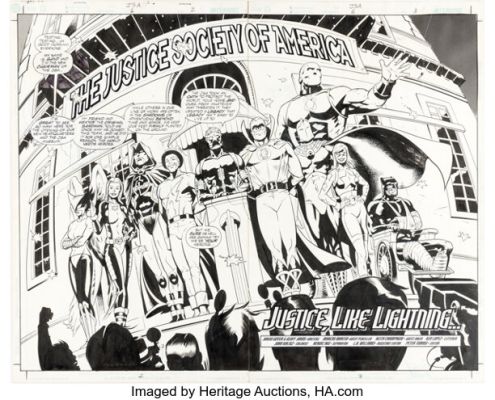 Marcos Martin and Keith Champagne JSA #6 Double Page Splash 2-3 Original Art (DC, 2000). (Total: 2 Original Art) | Heritage