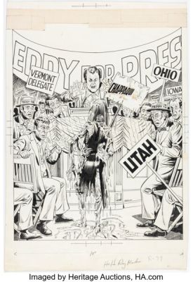 Don Perlin National Lampoon #12 Chappaquiddick Centerfold Poster Illustration Original Art (National Lampoon, 1972). | Heritage