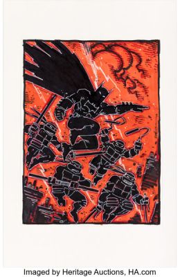 Kevin Eastman - Batman / Teenage Mutant Ninja Turtles Illustration Original Art (2019). | Heritage