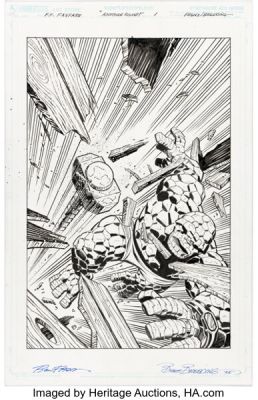 Ron Frenz and Brett Breeding Fantastic Four Fanfare #3 "Another Round" Splash Page 1 Original Art (Marvel, 2025). | Heritage