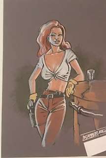  - Davide Fabbri - illustrazione originale "Donna del Far West" - Page volante (2015) 