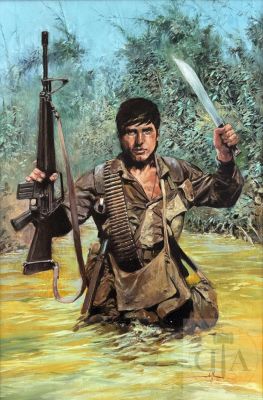 Grella | Lot 321 : Grella / Bob Morane. Peinture originale illustrant l’aventurier dans… | Dagoty