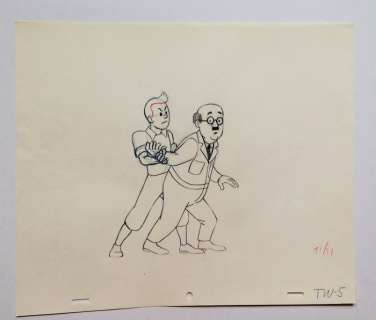 Tintin - Croquis préparatoire pour film d animation - On a marché sur la lune - Tintin/Wolf - (années 60) | Catawiki