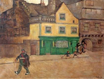 Laudy | Edimbourg, huile sur toile représentant une scèn… | Banque Dessinée
