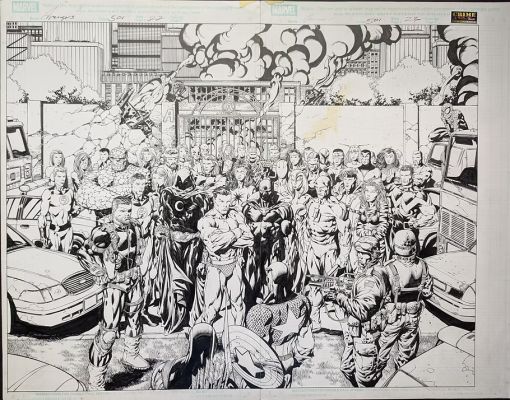 David Finch / Danny Miki | Avengers #501 DPS p.22-23 17.5x22 2004 | Wolvie Fans Comic Art