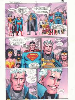 John Beatty, John Kalisz, Mike Zeck - kingdom #2 p. 38 color guide art - jonathan kent, magog, rip hunter, supermans, batmans, wonder womans, offspring, & nightstar in hypertime - sequel to kingdom come - 1999