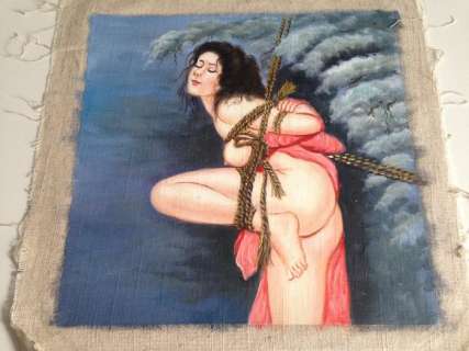 Shibari Giapponese/Bondage - Pittura ad Olio Originale su Tela "Geisha legata" - Loose page - First edition | Catawiki