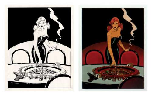 Berthet - Pin-up - Big Bunny Encre de Chine et gouache blanche pour la couverture