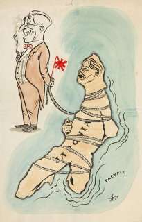 Jerzy Flisak (1930 - 2008) | Jerzy Flisak | Japonia i USA, ilustracja satyryczna do czasopisma "Szpilki", 1951 | Desa Unicum