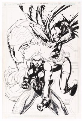Lot 39 - BATGIRL #67 OCTOBER 2005 COMIC BOOK COVER ORIGINAL ART BY ALÉ GARZA.