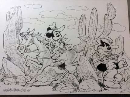 Mickey Mouse - â€œWest, Mickey & Peg-Leg Peteâ€ - Loose page - Unpublished - (2016/2016) | Catawiki