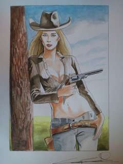 G. Candita - illustrazione originale "CowGirl" cm 21x30 acquerello - Loose page | Catawiki