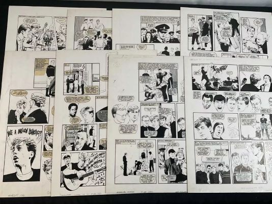Lot 246 - HAIRCUT 100 - 9 pages of original comic book art from LOOK-IN Magazine, 1982/1983 for the HAIRCUT | Excalibur Auctions
