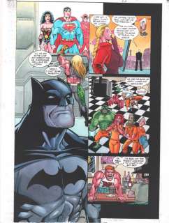 Jasen Rodriguez, John Kalisz, Scott Benefiel - jla: gods and monsters #1 p. 23 color guide art - batman, aquaman, superman, flash, and wonder woman - 2001