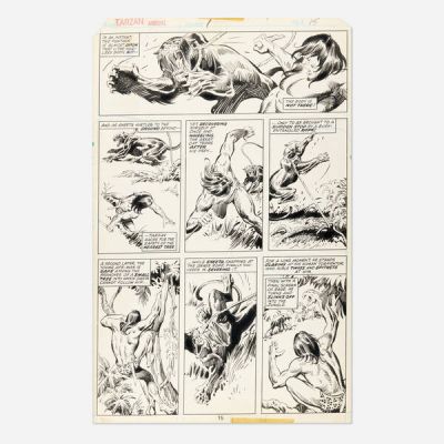 John Buscema And Steve Gan | Tarzan Annual #1 Story Page 15 Original Art (Marvel Comics, 1977) | Landry Pop Auctions
