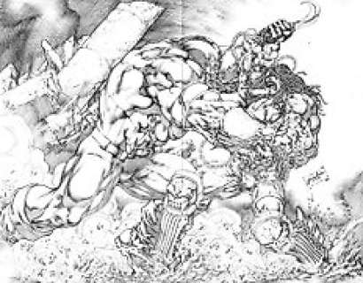 Jose Luis 22x17 Double page Splash - Juggernaut (Le Fléau) vs Lobo - Loose page - First edition - (2014) | Catawiki