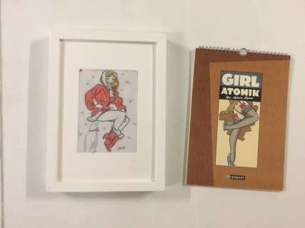 A. Lapone - Calendrier Girl Atomik + dessin original - Softcover - First edition - (2002/2012) | Catawiki