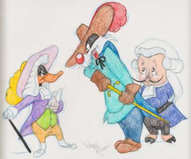 Virgil Ross - Daffy Duck, Sylvester Cat, and Porky Pig Illustration Original Art (c. 1990s).... | Heritage