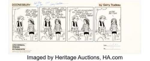 Trudeau, Garry | Garry Trudeau Doonesbury Daily Comic Strip Original Art dated 10-4-71 (Universal Press Syndicate, 1971).... | Heritage