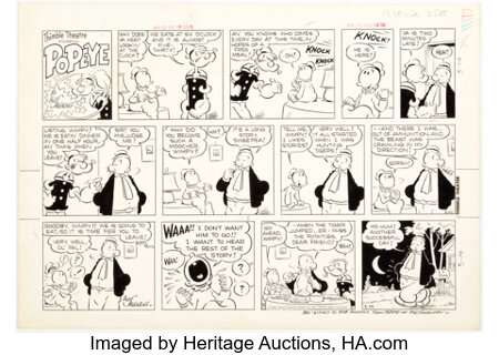 Sagendorf, Bud - Bud Sagendorf Thimble Theatre featuring Popeye Sunday Comic Strip Original Art dated 5-14-1961 (King Features Synd...