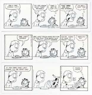 Davis, Jim | Jim Davis Garfield Consecutive Daily Comic Strip Original Art Group of 6 (PAWS, 1996).... (Total: 6 Original Art) | Heritage