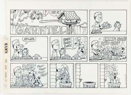 Jim Davis Garfield Sunday Comic Strip Original Art dated 2-2-91 (United Feature Syndicate, 1991). | Heritage