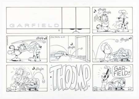 Jim Davis Garfield Sunday Comic Strip Original Art dated 6-20-99 (PAWS, 1999). | Heritage