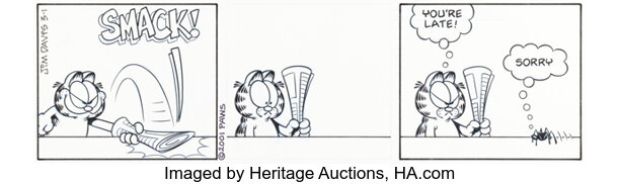 Jim Davis Garfield Daily Comic Strip Original Art dated 3-1-01 (PAWS, 2001). | Heritage
