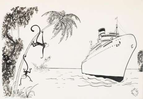 BELLUS - Lot 569 - Jean La croisière Illustration humoristique à l‘encre...