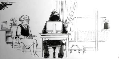 Emmanuel Reuzé | « Faut pas prendre les cons pour des gens » – Hacker à Domicile – Illustration Originale | Zic et Bul