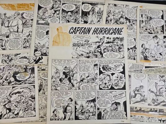 Lot 340 - CAPTAIN HURRICANE circa 30+ original comic book art pages c.1966 -71 from VALIANT British comic | Excalibur Auctions
