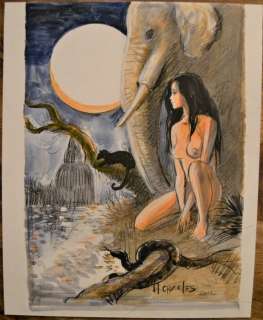 India Dreams - Crayonné original et encre de couleur - Avatara au clair de lune | Catawiki