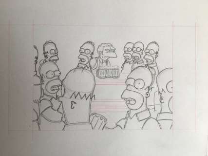 The Simpsons - Original production Drawing - "Homer’s Clones" | Catawiki