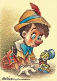 Pinocchio & Jiminy Cricket - Original Drawing - Joan Vizcarra | Catawiki