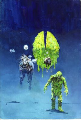 Rudolf Sieber LONATI - Copertina per Macabros n.91 ‘Die Pestreiter’. Tempera su cartoncino rigido. Cm. 26 x 38,5. Firmata.