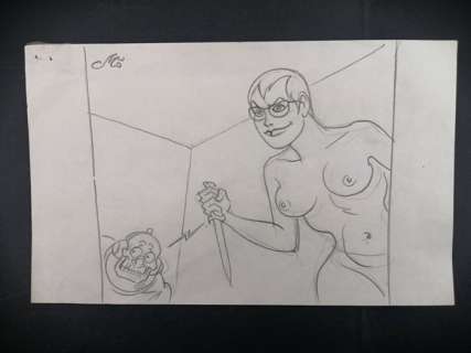 Magnus - Illustrazione Preliminare "Necron e Frieda" - Firmato - Loose page | Catawiki