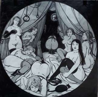 Varenne, Alex - Dessin original + crayonné original - La Chatte noire | Catawiki