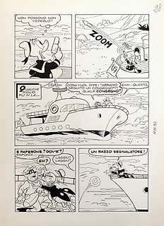 Luciano Gatto | Topolino #1011 - L. Gatto - tavola originale â€œPaperino e le 20mila leghe sotto i mariâ€ - Page volante - (1975) | Catawiki