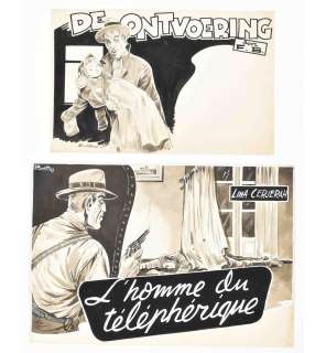 [ORIGINAL BOOK & COMIC BOOK ARTWORK] BUTH (=PSEUD. LEO DE BUDT 1919-2010) TWO ORIGINAL BOOK ILLUSTRATIONS | Zwiggelaar Auctions