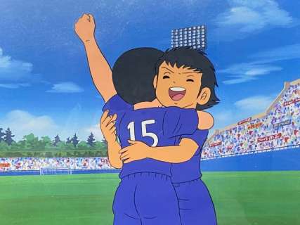 Tsuchida Production | Captain Tsubasa (1983-1986) - Original animation cel and drawing of Tsubasa | Catawiki