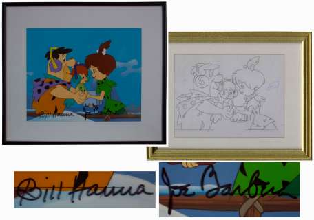 Hanna & Barbera Signed Original Hand-Painted Production Cel for ’’The Flintstones’’ -- With Original Pencil Drawing | Nate Sanders