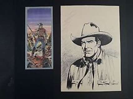 Giovanni Romanini | Tex - Giovanni Romanini - Portfolio "Omaggio a Tex" Con Disegno Originale - Firmato - Page volante - Exemplaire unique - (2015) | Catawiki
