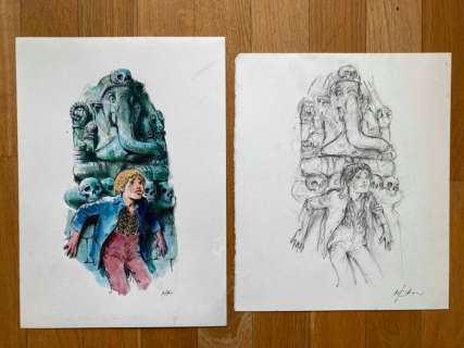 Follet, René | Follet, René - Dessin original couleur + crayonné original - Couverture - Steve Severin - Le 13 eme faucon - (2015) | Catawiki