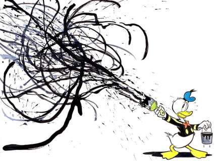 Tony Fernandez, Disney Artist | Donald Duck Inspired By Jackson Pollock "Number 14" - Original Painting - Tony Fernandez Signed - 70 x 100 cm | Catawiki