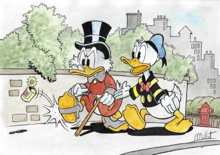 Millet | Scrooge McDuck & Donald Duck - Millet - Original Drawing | Catawiki