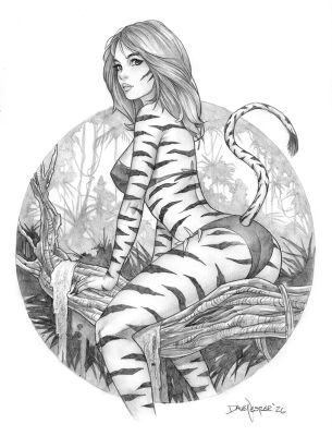 Dave Nestler - Tigra- original pencil sketch from Dave Nestler