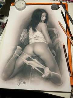 Calas, J.M. | Jean Michel Calas - Dessin original - Ã€ califourchon - Format: 29,7 x 42 cm. - (2021) | Catawiki