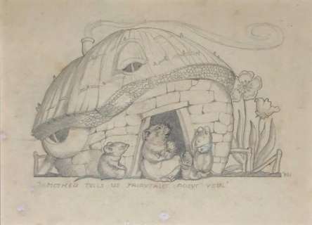 Haywood, Helen | Helen Haywood - Potlood-opzet voor een kalender of puzzle - "Mother tells us fairytales about you" - (1949/1950) | Catawiki