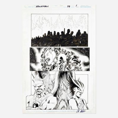 Lot 216 - Chris Batista and Cam Smith, Hawkman #49 Story Page 1 Original Art (Dc Comics, 2006) | Landry Pop Auctions